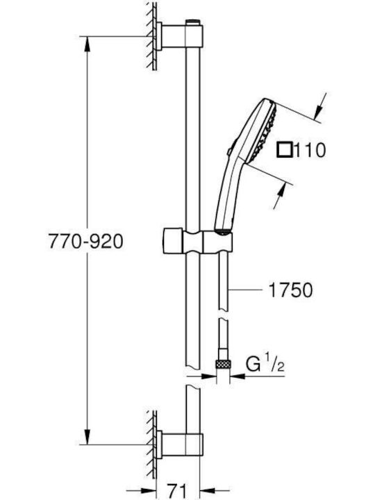Grohe Vitalio Comfort Shower Column without Mixer Silver