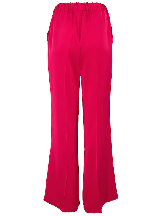 Pirouette Women's Satin Trousers Flare with Elastic Fuchs