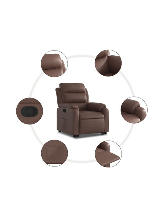 Fotoliu Relax Masaj cu Puf din Piele Ecologică Maro 75x92.5x100cm