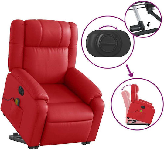 Relaxsessel Friseurwaschbecken mit Fußhocker aus Kunstleder Red 77x95x99cm