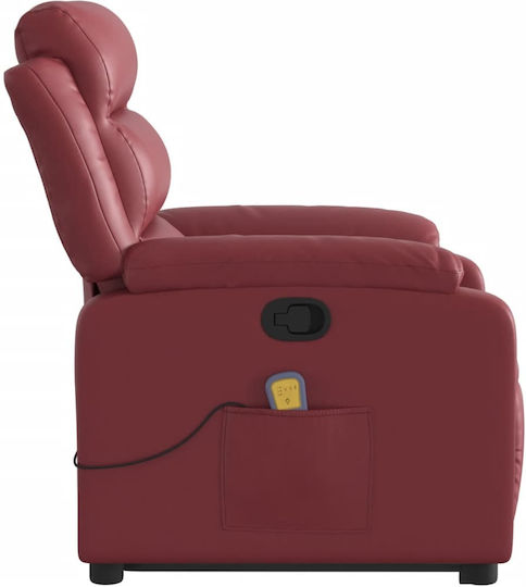 Πολυθρόνα Relax Massage με Υποπόδιο από Δερματίνη Μπορντό 75x92.5x100cm