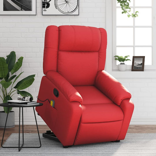 Relax Armchair Massage with Footstool from Leatherette Red 77x95x99cm