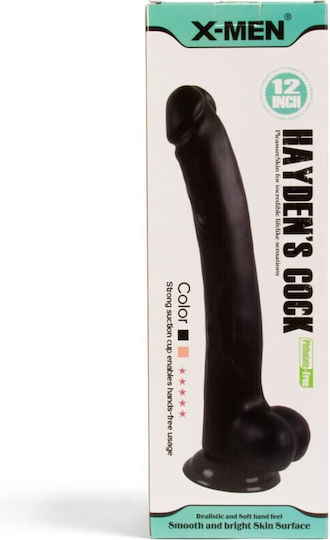 X-Men Ρεαλιστικό Dildo με Όρχεις και Βεντούζα Μαύρο 30cm