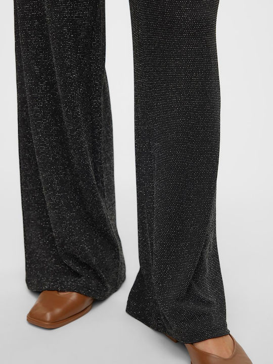 Damen Stoff Hose in Weiter Linie Black/Silver