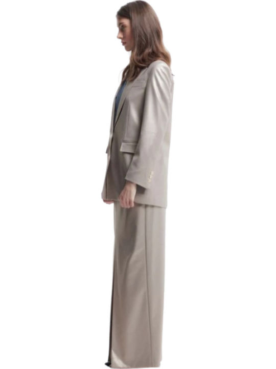 Italy Women's Fabric Trousers Gold