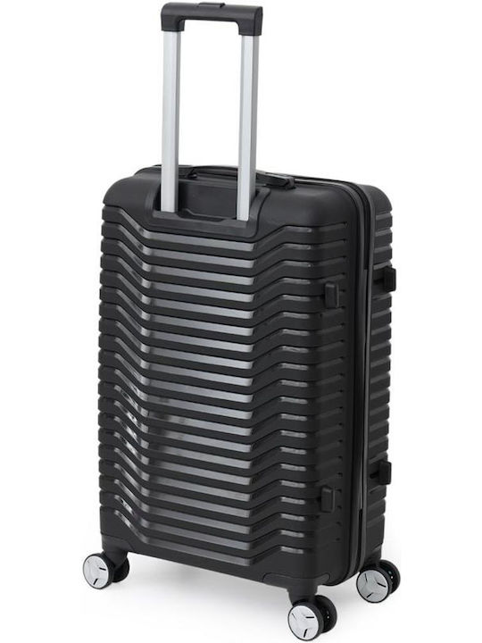Amber Large Hard Black Suitcase With 4 Wheels Height 75cm