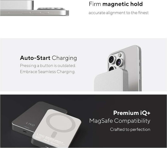 LinQ Slim Qi2 MagSafe Qi2 Powerbank 10000mAh 15W Graue
