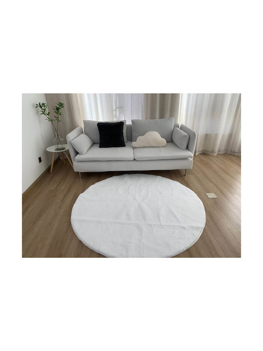 Anna Riska Anti-slip Rug Round Summer Cotton White