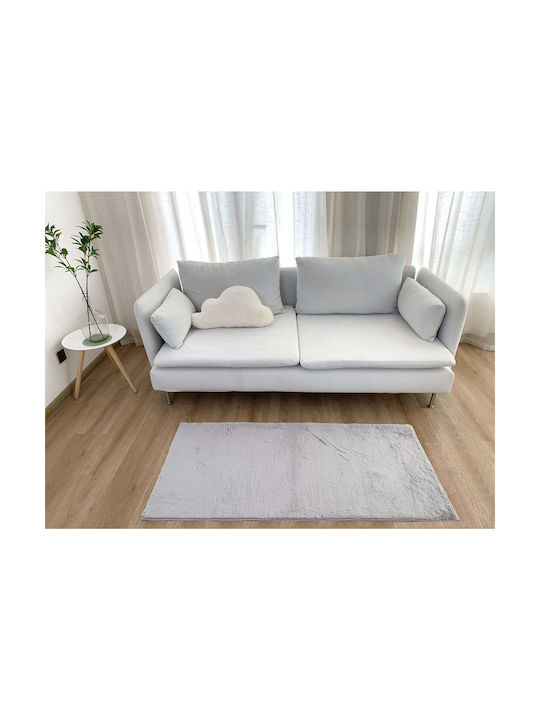 Anna Riska Anti-slip Rug Rectangular Summer Cotton Silver Grey