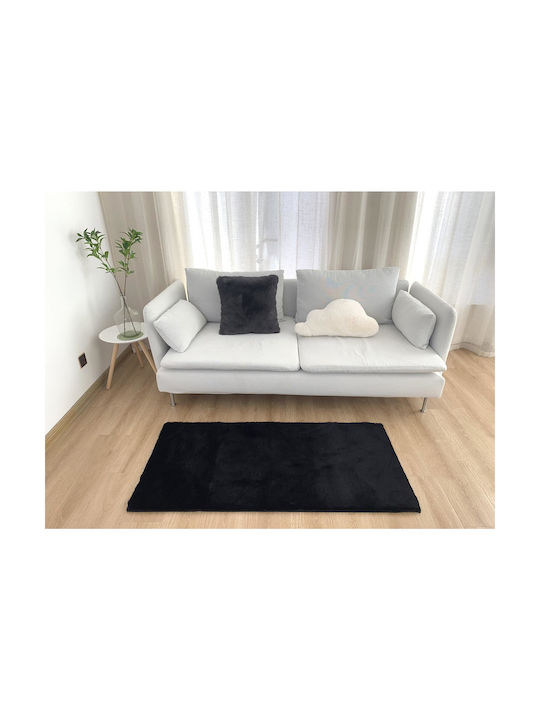 Anna Riska Anti-slip Rug Rectangular Summer Cotton Black