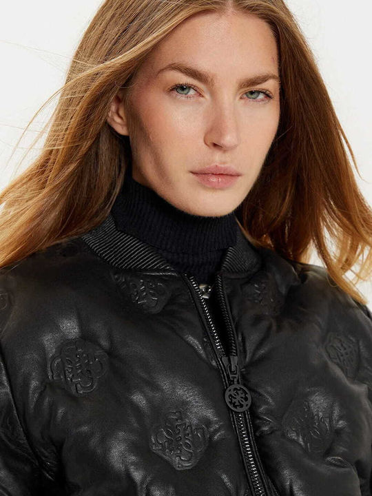 Lang Damen Bomberjacke Schwarz