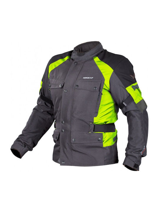 Horizon Men's Motorcycle Jacket 4 Seasons Waterproof Dark Grey/Fluo