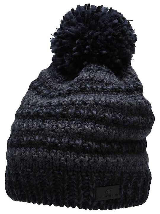 4F Pom Pom Beanie Beanie Knitted in Gray color