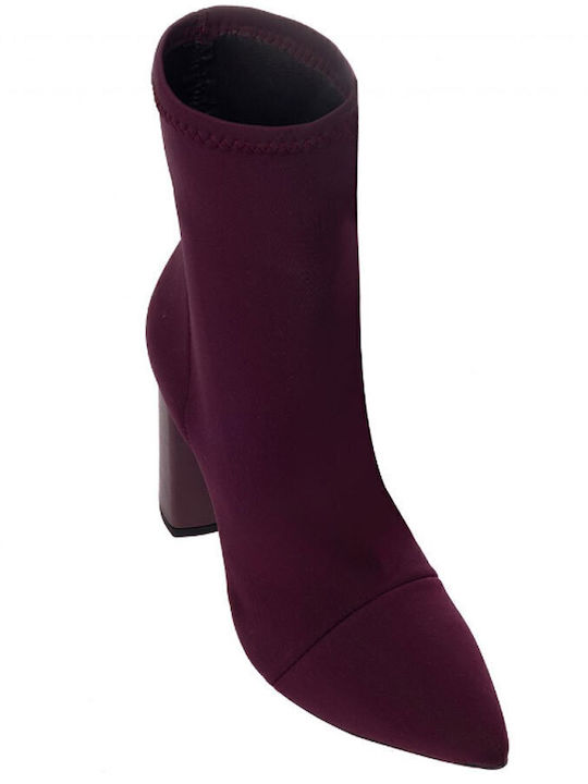 Women's Ankle Boots with High Heel Burgundy