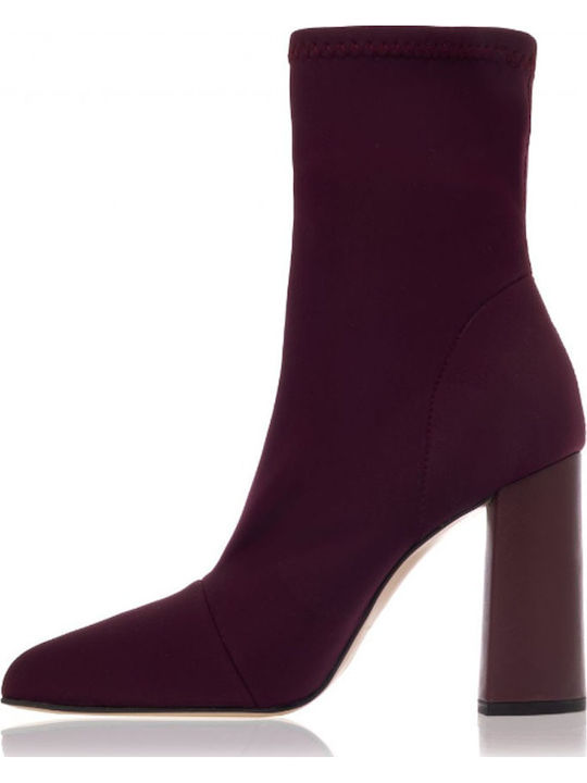 Women's Ankle Boots with High Heel Burgundy