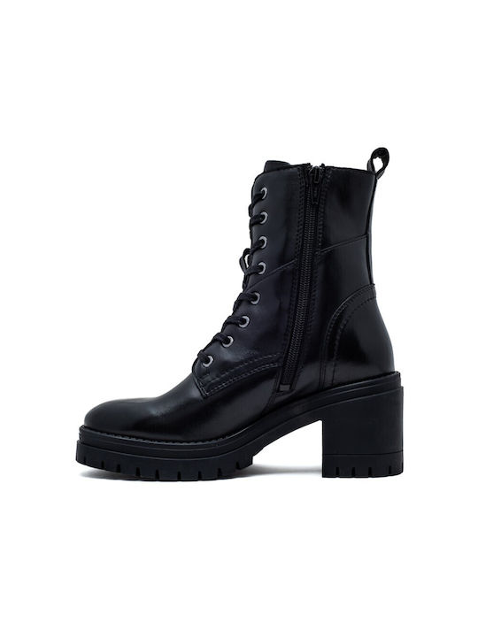 Leder Stiefeletten Damen Schwarz