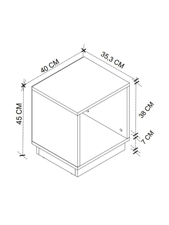 Κομοδίνο Gino Ξύλινο Μπεζ 40x35.3x45cm