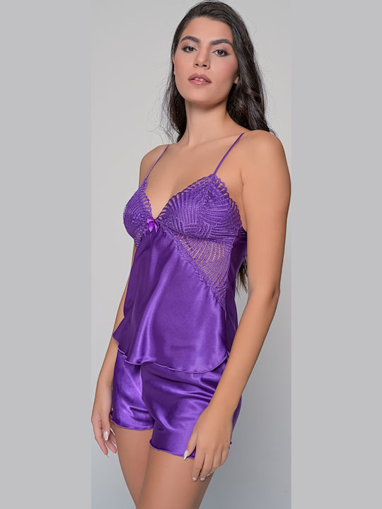 Milena by Paris Зимна Сатен Babydoll Лилав