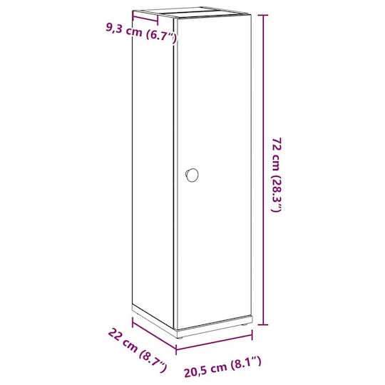 vidaXL Wall Hung Cabinet Bathroom Column Cabinet L20.5xD22xH72cm Oak