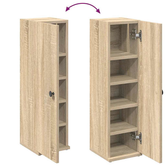 vidaXL Wall Hung Cabinet Bathroom Column Cabinet L20.5xD22xH72cm Oak