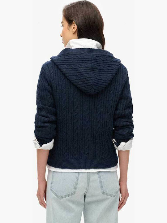 Women's Knitted Cardigan with Zipper Blue