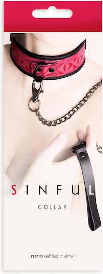 Ns Novelties Sinful Collar with Leash Collar in Pink Color