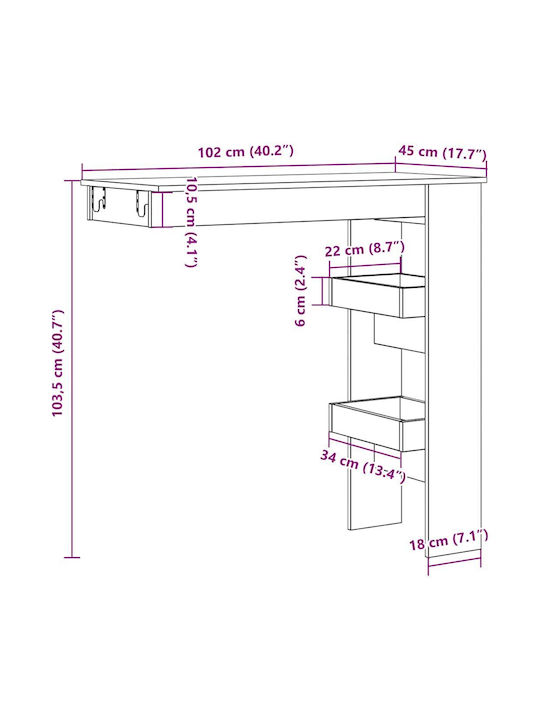 Τραπέζι Μπαρ Ξύλινο Παλιό Ξύλο 102x45x103.5εκ.