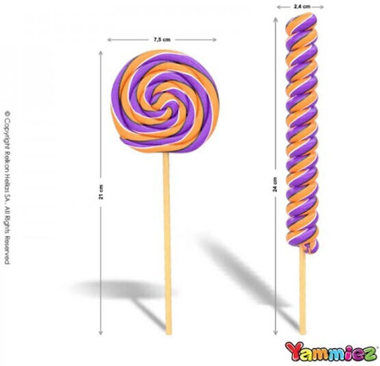 Γλειφιτζούρια Yammiez Swirl Lollipop Φράουλα 50gr 24τμχ
