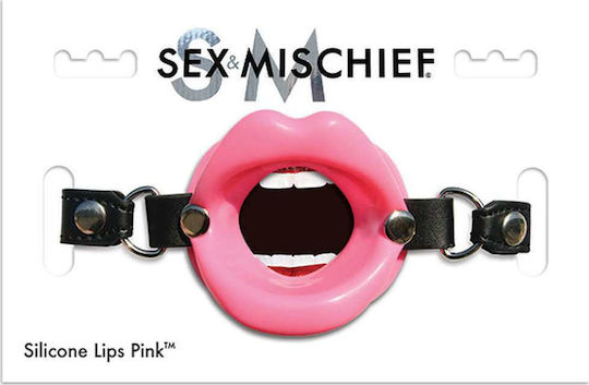 Sportsheets Sex & Mischief Silicone Lips Mouth Gag Cagulă în Culoare Roz