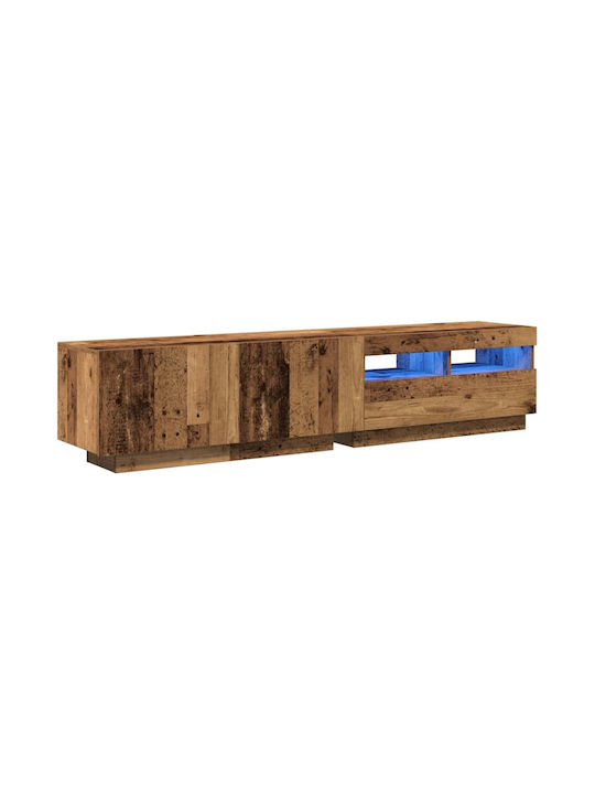 TV Stand Wooden Wood with LED Lighting Coffee L180xW35xH40cm