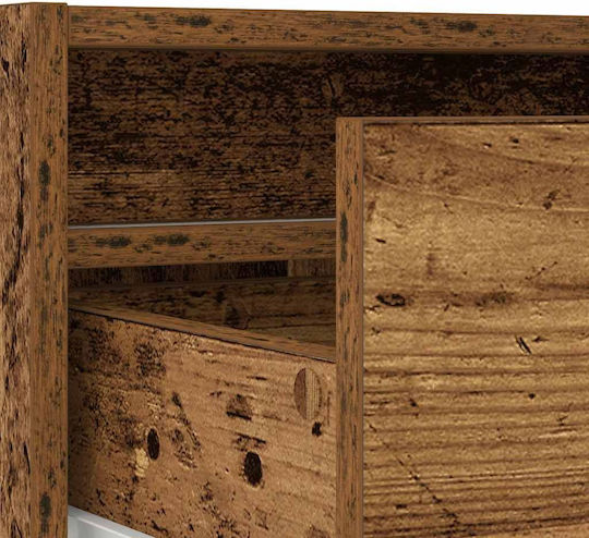 TV Stand with LED Lighting Old Wood Finish M100xW35.5xH25cm