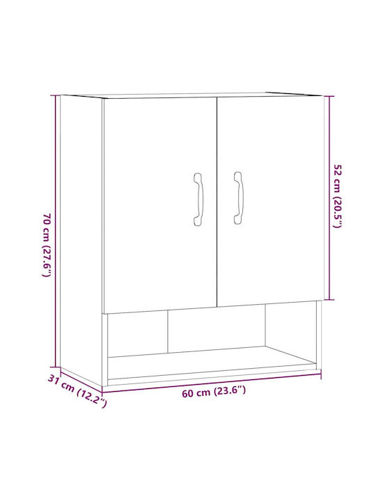 Wand Wohnzimmer Vitrine aus Spanplatte Alt Holz 60x31x70cm