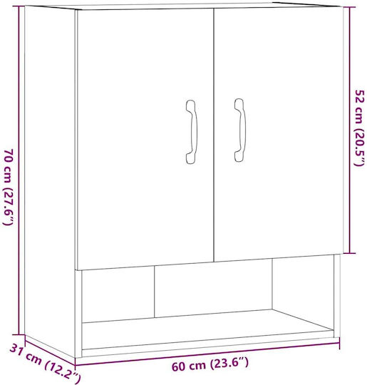 Hängeschrank fürs Wohnzimmer aus Spanplatte Altholz 60x31x70cm