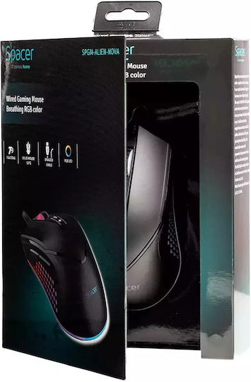 Spacer SPGM-ALIEN-NOVA RGB Gaming Mouse 12000 DPI Negru