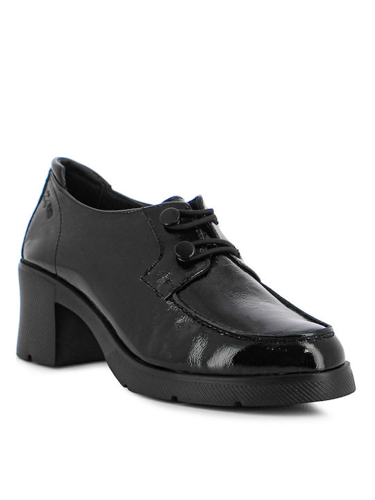 Leder Pumps mit Mittelhohem Absatz Schwarz