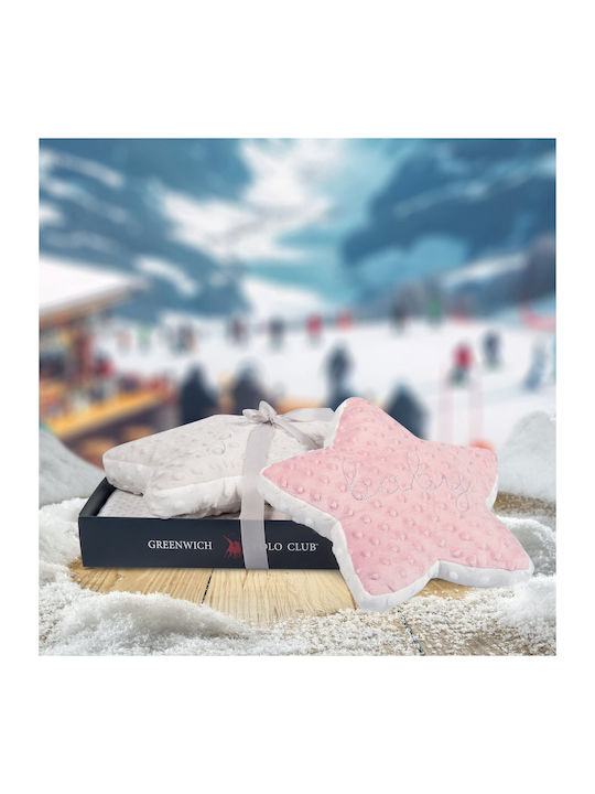 Greenwich Polo Club Κουβέρτα Αγκαλιάς & Λίκνου Fleece Ροζ Pink, White 75x100εκ.