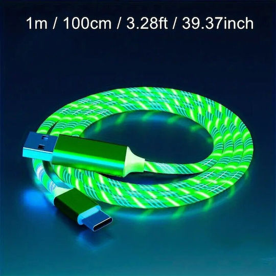 Panora LED USB 2.0 Cable USB-C Male - USB-A Green 1m