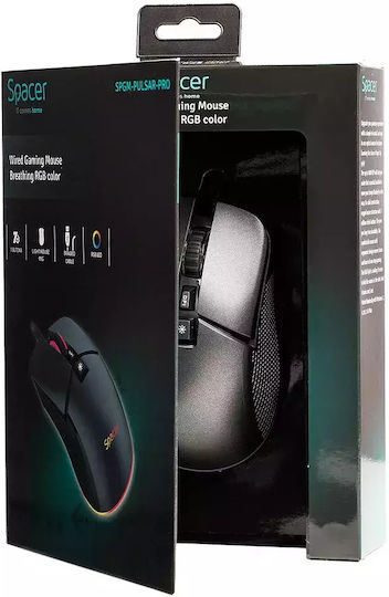 Spacer SPGM-PULSAR-PRO RGB Gaming Gaming Maus 8000 DPI Schwarz