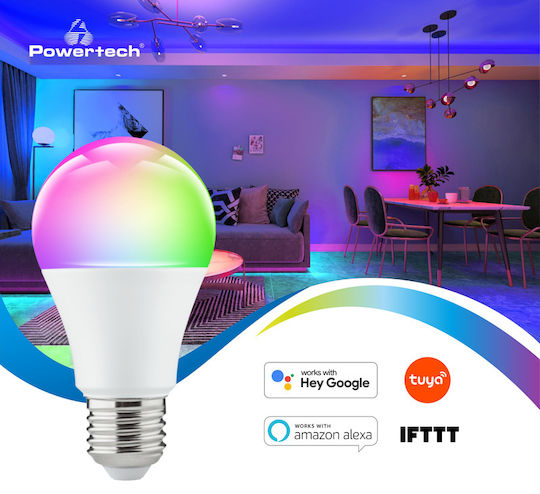 Powertech Smart LED Bulb 10W for Socket E27 and Shape A60 RGB 400lm