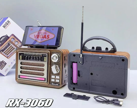 370045_go Retro Portable Radio Rechargeable with Bluetooth and USB Gold