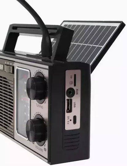 M-538bts Retro Φορητό Ραδιόφωνο Ηλιακό με Bluetooth και USB Ασημί