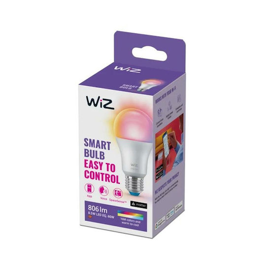 WiZ Smart Λάμπα LED 8.5W για Ντουί E27 και Σχήμα A60 RGB 806lm