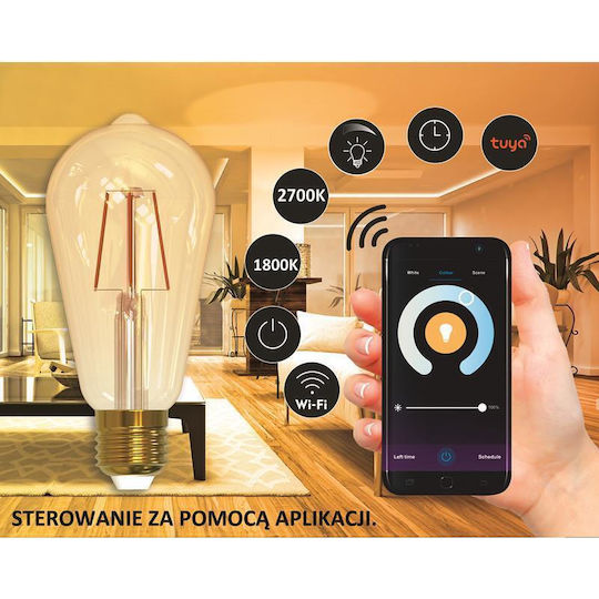 Polux Bec Smart LED 7W pentru Dulie E27 și Formă ST64 alb cald 470lm