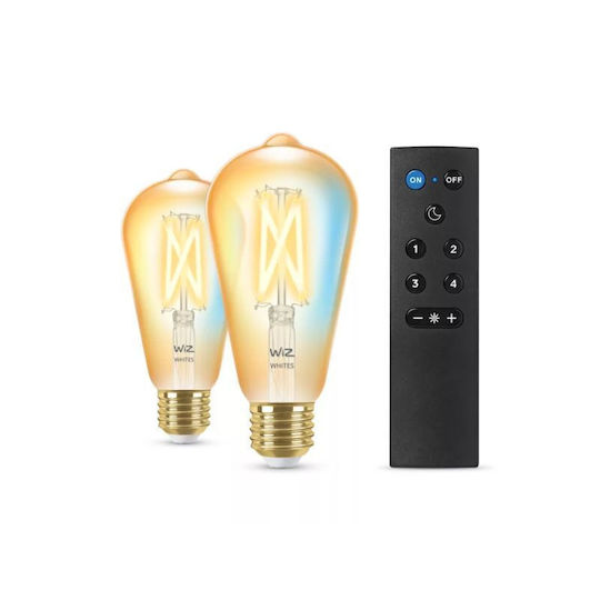 WiZ Becuri Smart LED pentru Dulie E27 și Formă ST64 Alb reglabil 640lm 2buc