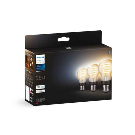 Philips Smart Bulbs LED 7W for Socket E27 and Shape A60 Adjustable White 550lm 3pcs