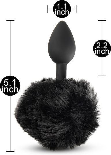Πρωκτική Σφήνα Σιλικόνης Φουντωτή Ουρά Silicone Bunny Tail Butt Plug Μαύρη
