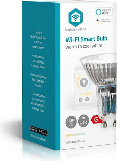 Nedis Smart Lampe LED 4.9W für Fassung GU10 Einstellbar Weiß 345lm