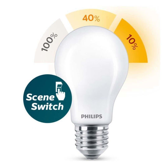 Philips LED Bulb 7.5W 104mm for Socket E27 and Shape A60 Warm White 806lm