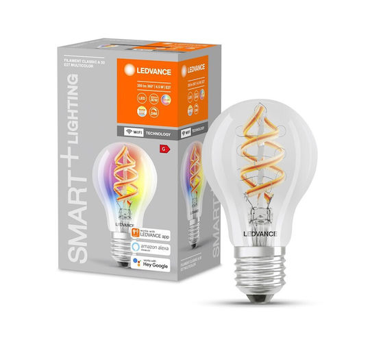 Ledvance Smart Bulb LED 4.5W for Socket E27 and Shape A60 RGBW 300lm Dimmable