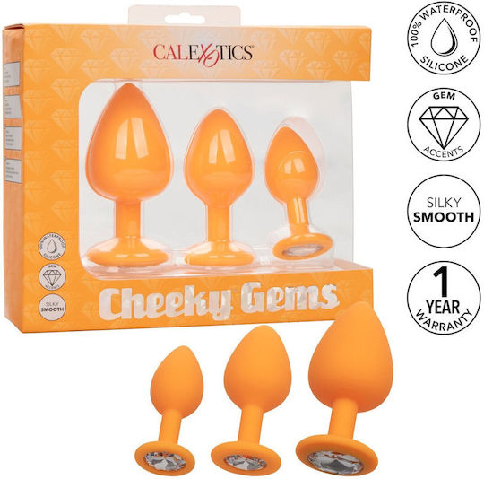 Calexotics Cheeky Gems Πρωκτικές Σφήνες Σετ Πορτοκαλί 3τμχ